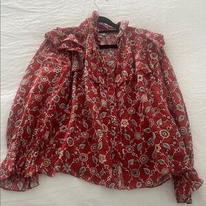 Isabel Marant Floral Red Women's Top - Sz 40